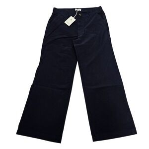 Free Assembly Womens Darkest Navy Chino Wide Leg Mid Rise Pants Size 0 NWT